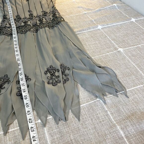 Sue Wong Silk Beaded Flapper Cocktail Dress Gray Lavender NWT Women’s 8 NEW - Picture 12 of 15
